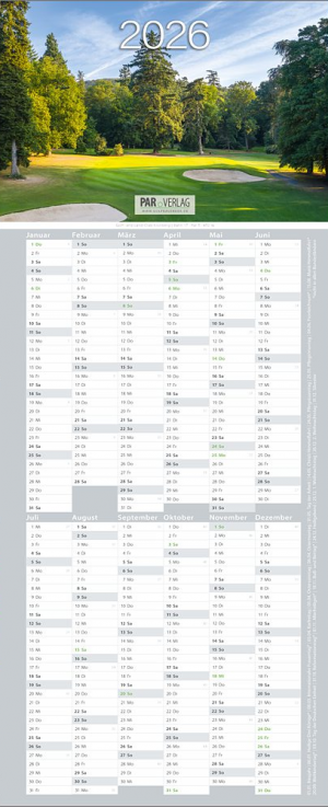 Golfkalender 2026 – heraustrennbarer Jahresplaner für Termine und Notizen
