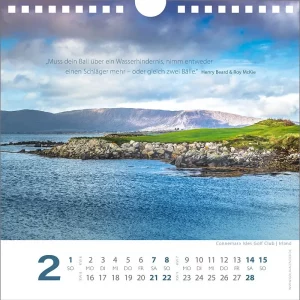 Golf Zitate Kalender Mini 2026 – Februar – Muss dein Ball über ein Wasserhindernis …