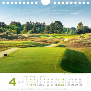 Golf Zitate Mini Kalender 2026 – April – Ich hatte niemals Probleme mit den Nerven …