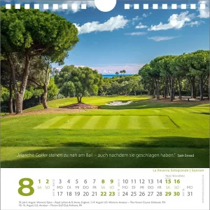 Mini Golf Zitate Kalender 2026 – August – Manche Golfer stehen zu nah am Ball …