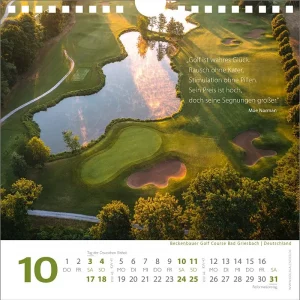 Golf Zitate Mini Kalender 2026 – Oktober – Golf ist wahres Glück …